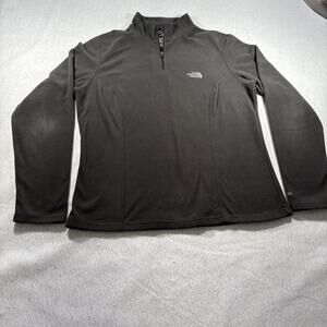 North Face Womens Large Black TKA 100 Fleece 1/4 Zip Pullover Hiking Top L